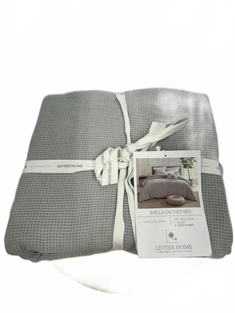 Mills Levtex Home Gray Pewter King Duvet Set (1 Duvet 106X94, 2 Shams 20X36)